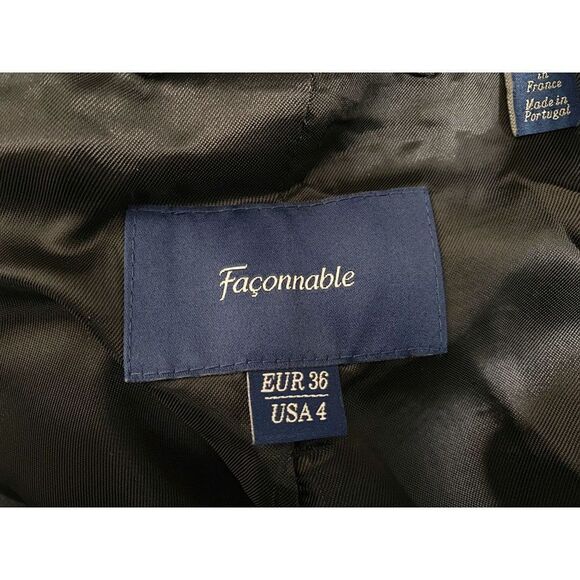 Faconnable Black Cropped Textured Wool Jacket Sz 4 Fully Lined Single Button - Picture 7 of 7